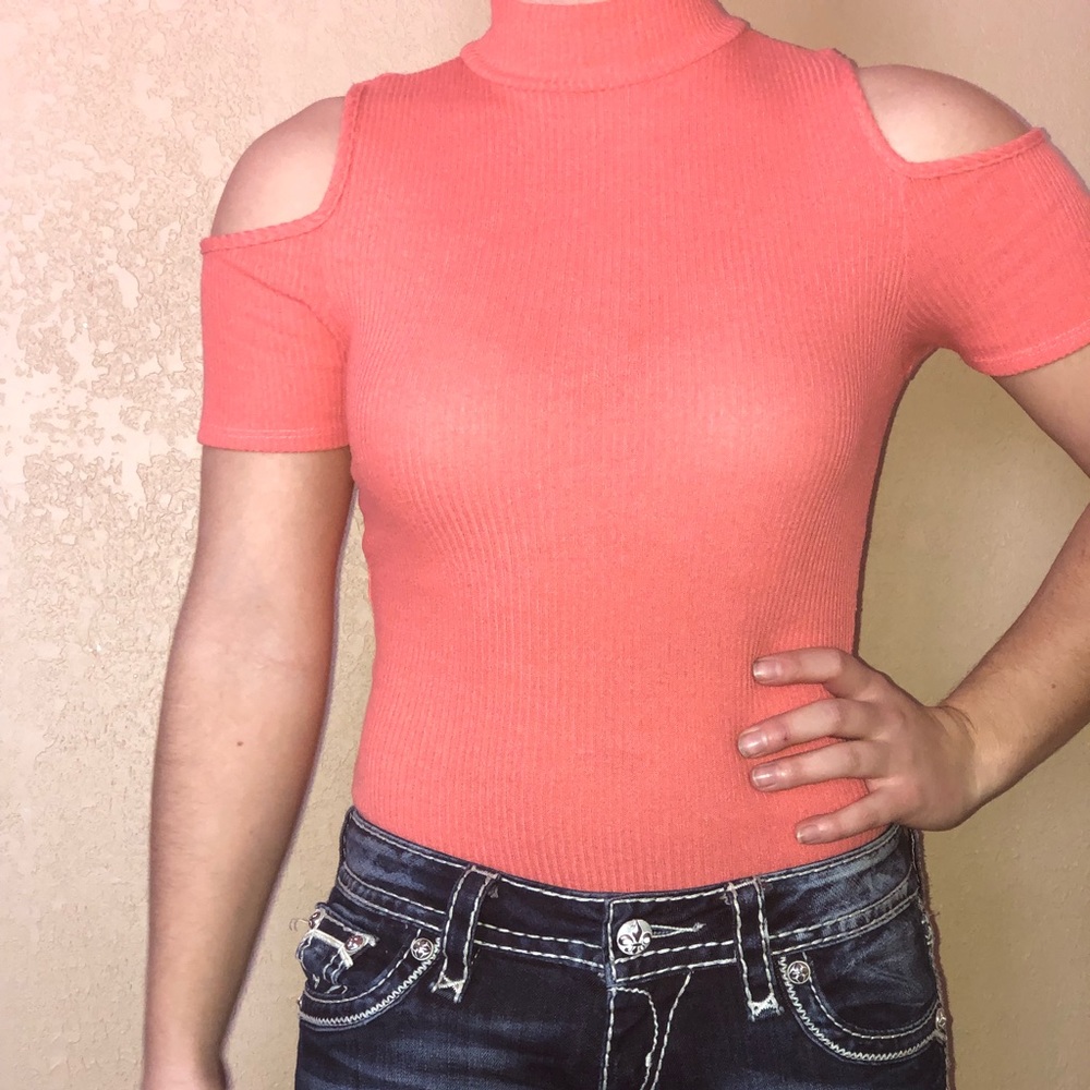 Mid-neck cold shoulder bodysuit